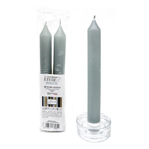 CONF 2 CANDELE CONICHE PROFUMATE ETEREA 2X18 MUSCHIO BIANCO